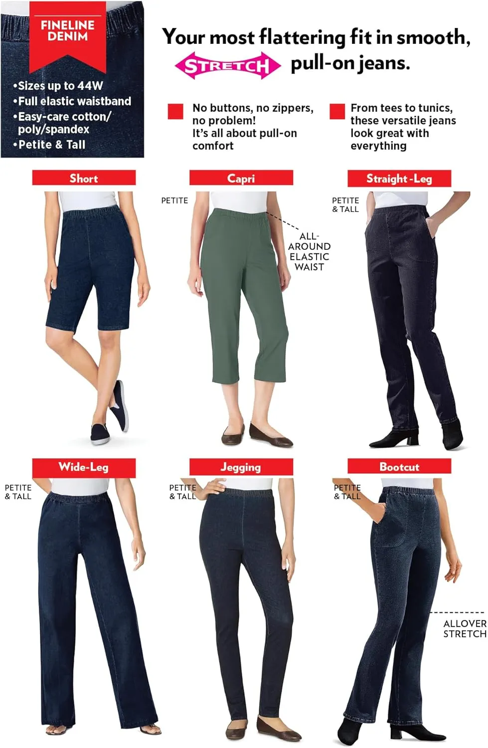 Woman Within Plus Size Fineline Denim Jegging