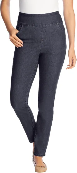 Woman Within Plus Size Flex-Fit Pull-On Slim-Leg Denim Jean