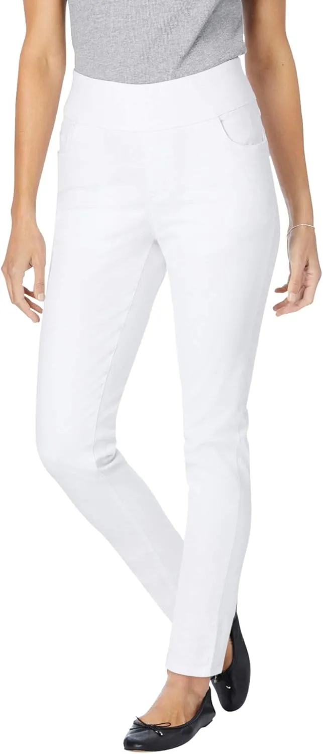 Woman Within Plus Size Flex-Fit Pull-On Slim-Leg Denim Jean