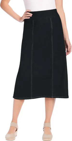 Woman Within Plus Size Petite Flex-Fit Pull-On Denim Skirt