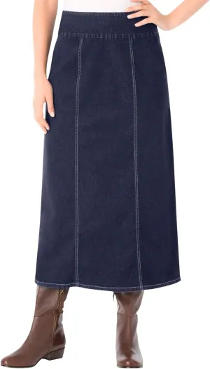 Woman Within Plus Size Petite Flex-Fit Pull-On Denim Skirt