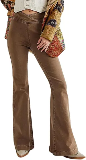 Women High Waist Velvet Flared Pants Y2k Vintage Slim Fit Palazzo Ribbed Bell Bottoms Trousers Cropped Pants