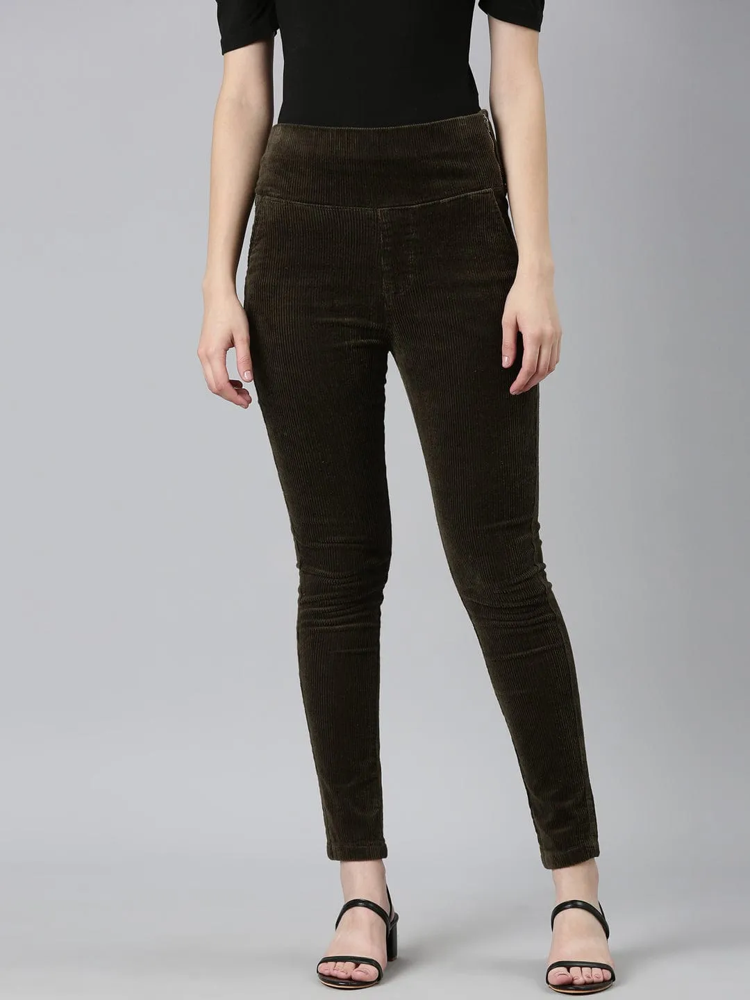 Women Olive Slim Fit Jeggings