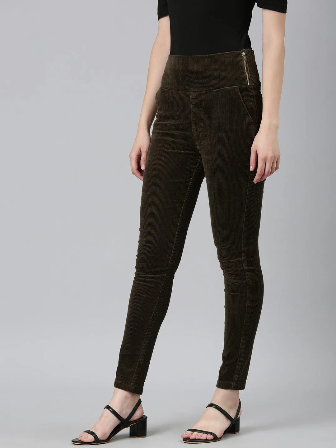 Women Olive Slim Fit Jeggings
