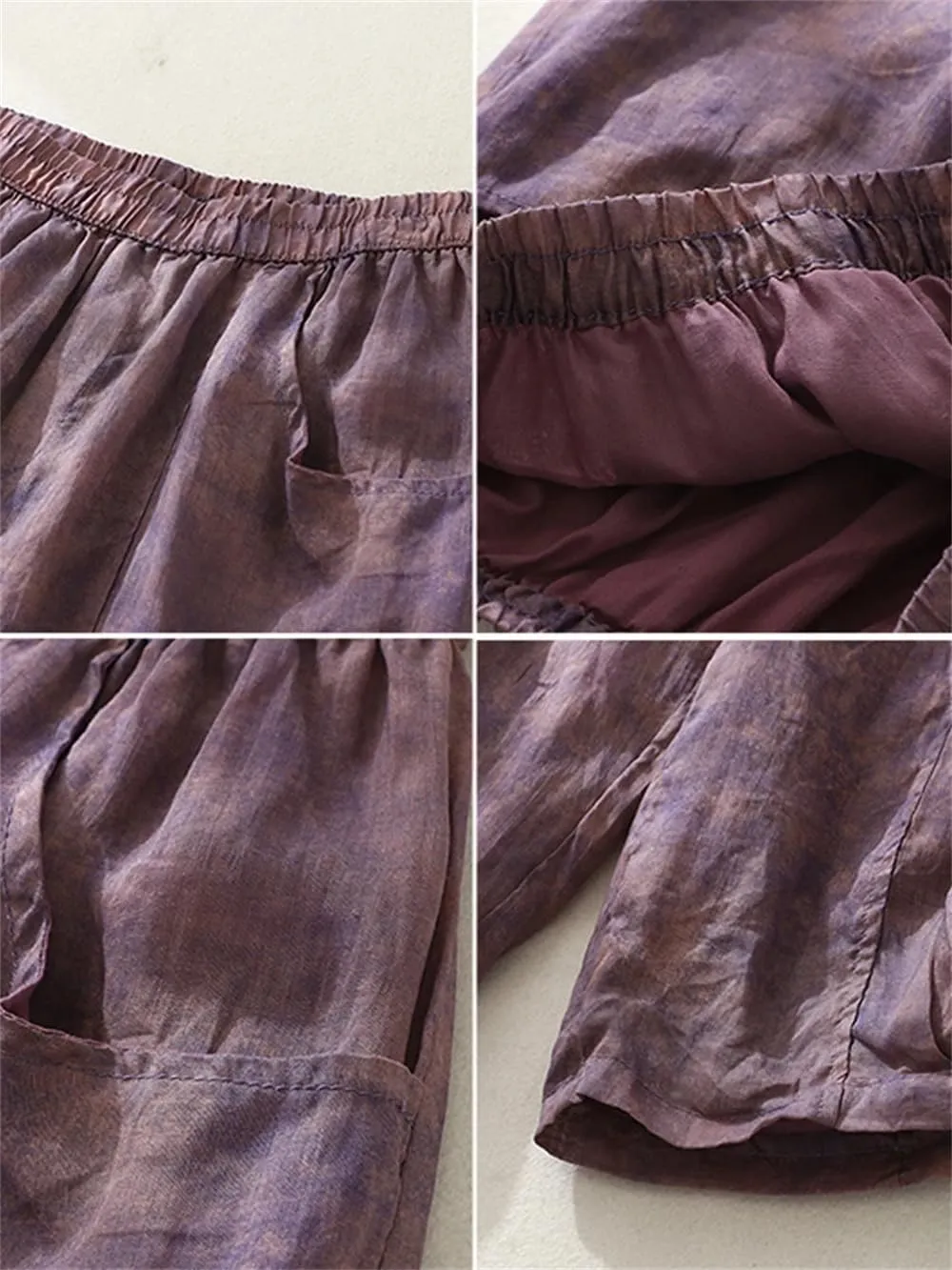 Women Wide Leg Straight Bloomers Summer Tie-Dyed Thin Lantern Pants Casual Loose Harem Pants