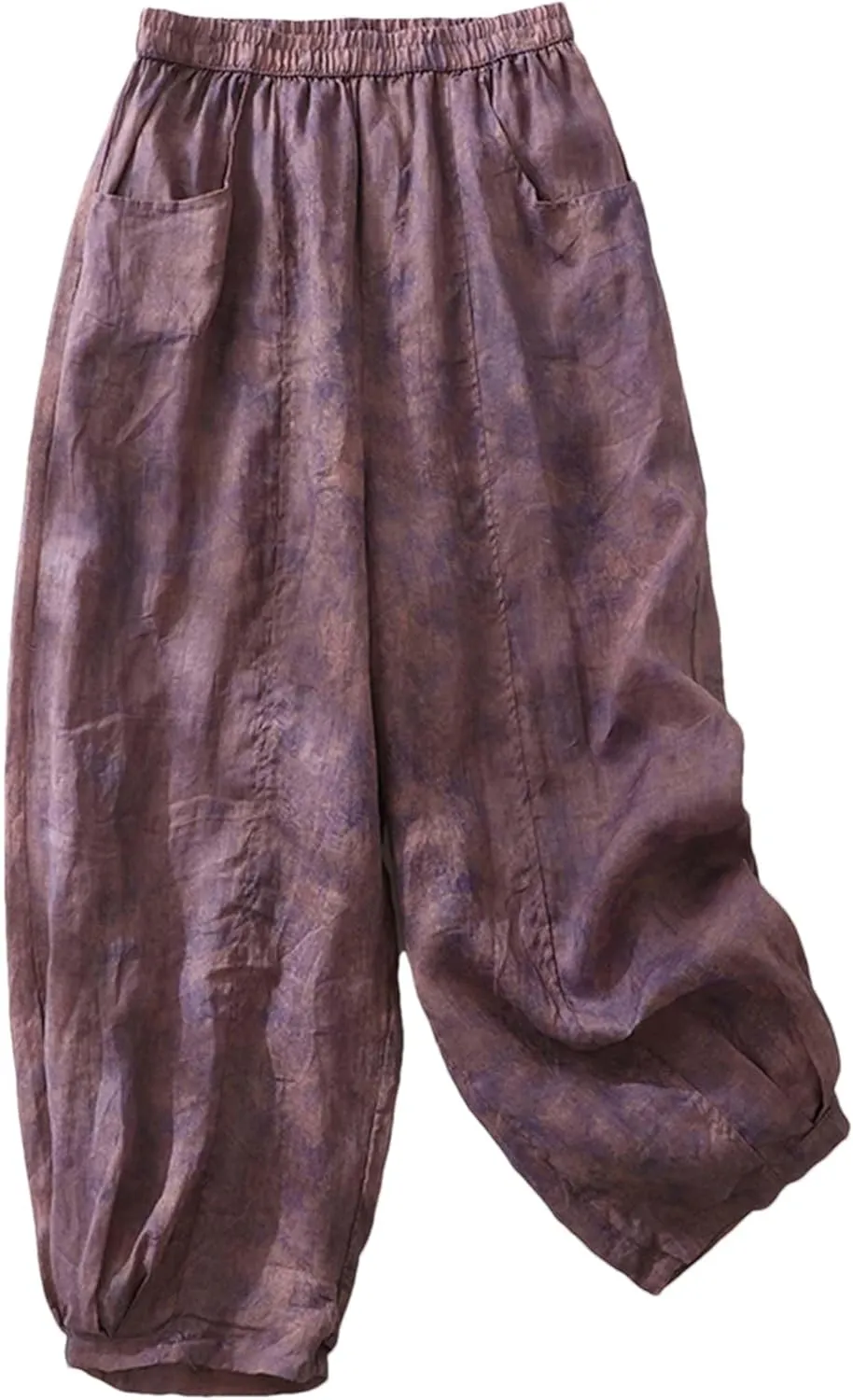 Women Wide Leg Straight Bloomers Summer Tie-Dyed Thin Lantern Pants Casual Loose Harem Pants