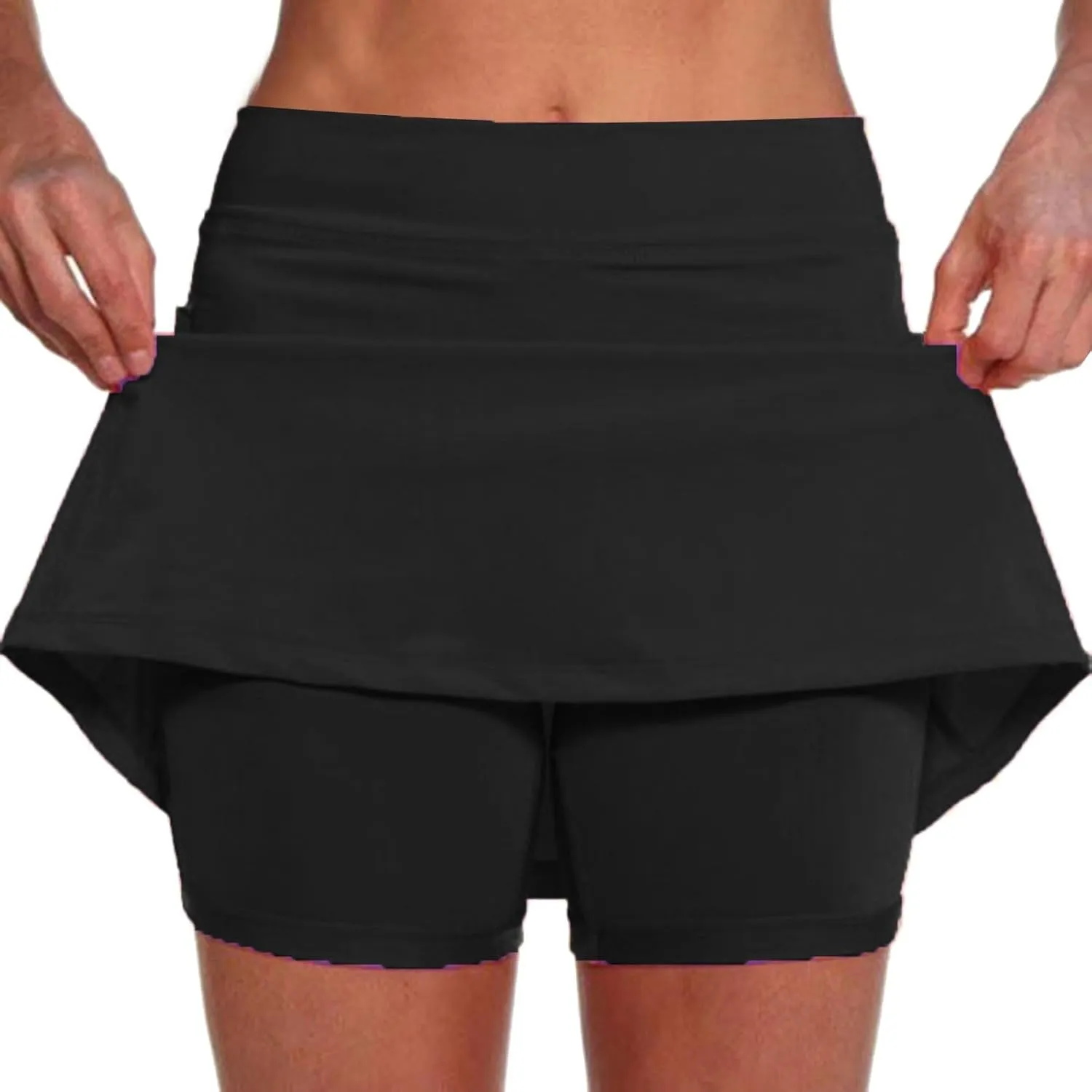Womens Athletic Skort Tummy Control Skirt with Shorts High Waist Elastic Waist Gym Sport Yoga Tennis Activewear