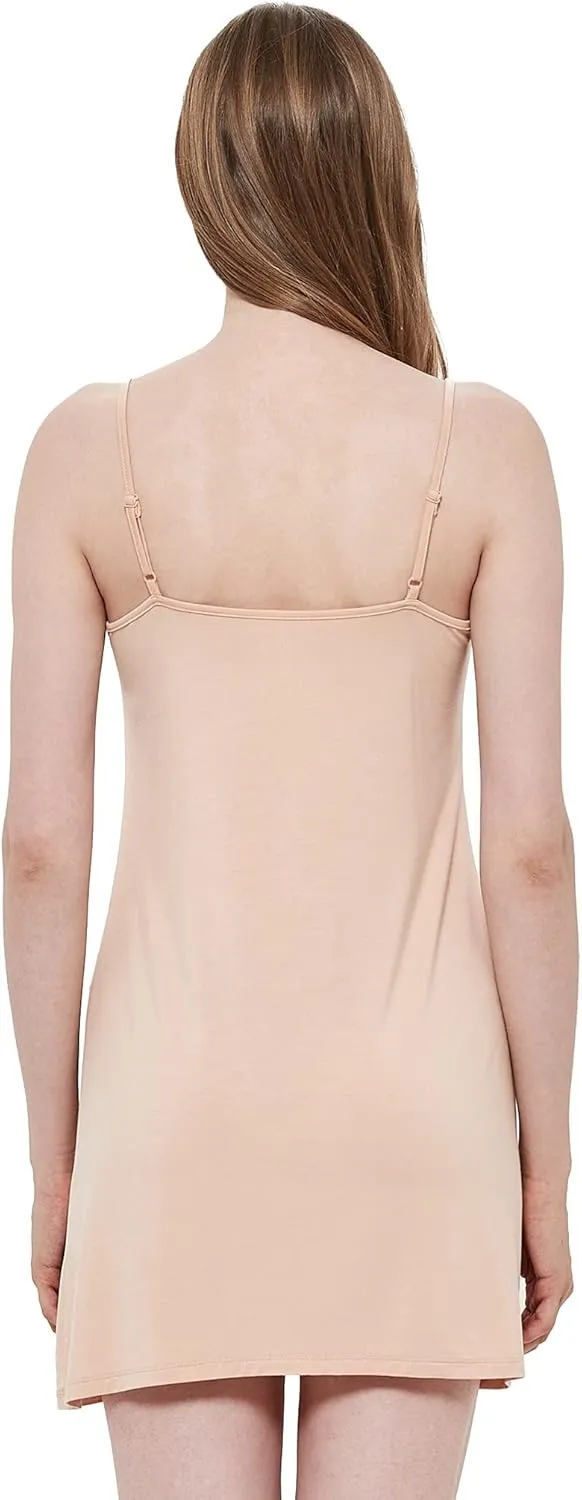 Women's Bamboo Viscose Full Slips for Under Dresses Adjustable Spaghetti Straps Cami Slip Dress