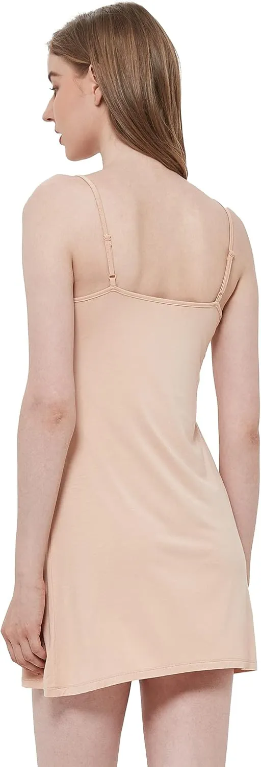 Women's Bamboo Viscose Full Slips for Under Dresses Adjustable Spaghetti Straps Cami Slip Dress