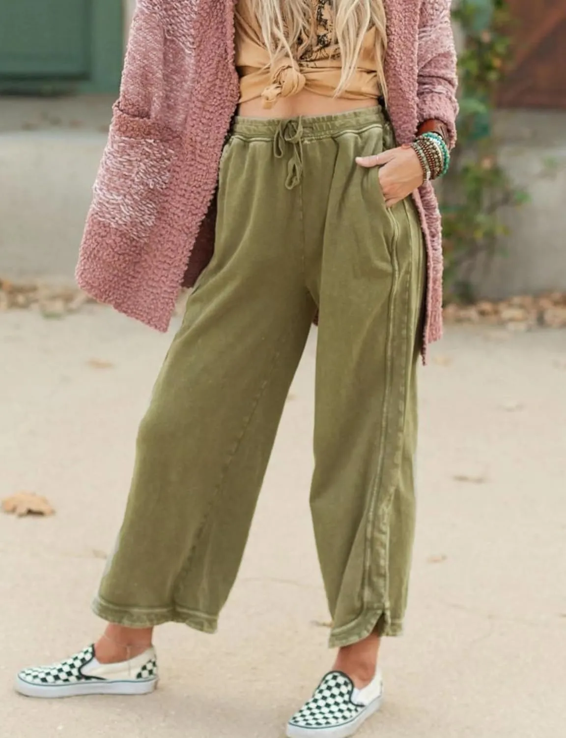 Women's Casual Wide Leg Pants High Waist Drawstring Sweatpants Baggy Athletic Trousers with Pockets