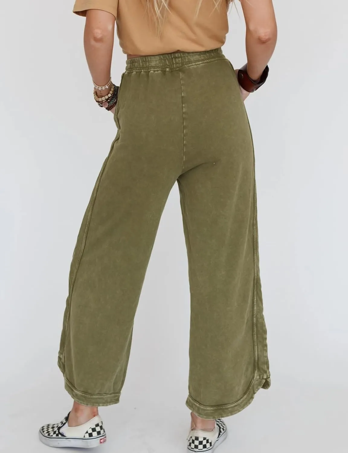 Women's Casual Wide Leg Pants High Waist Drawstring Sweatpants Baggy Athletic Trousers with Pockets