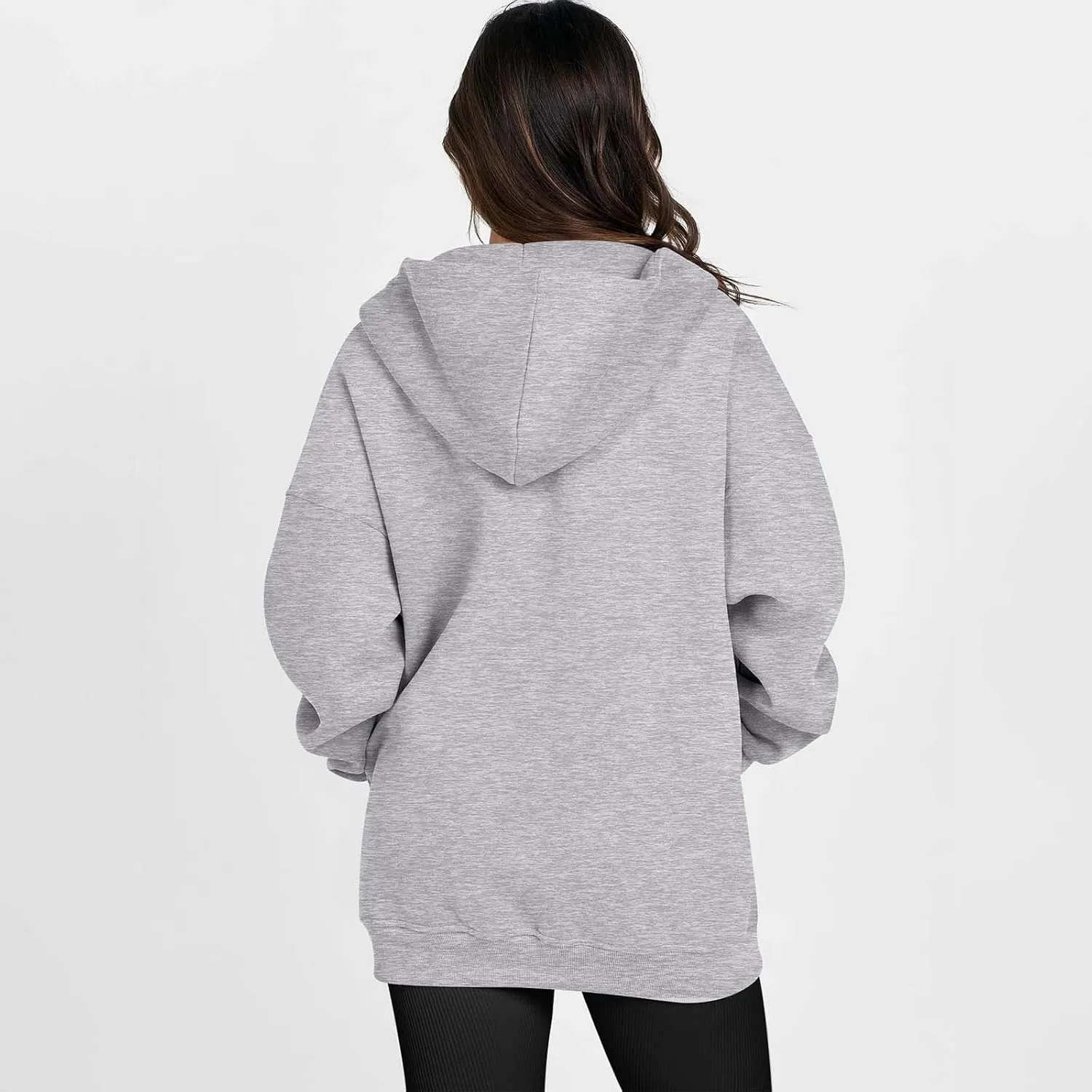 Women's Full Zip Up Sweatshirt Oversized Hooded Jacket Trendy Fleece Lined Hoodies Lightweight Gym Coats with Pockets