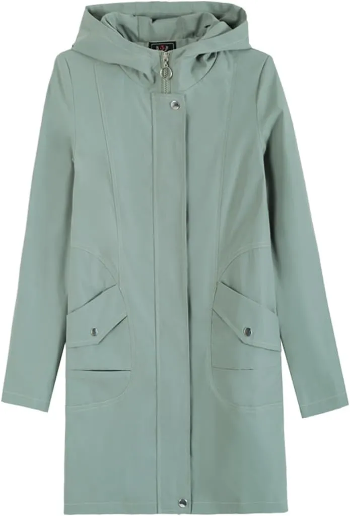 Women's hooded with pockets with zipper windbreaker fashion simple temperament Slim high-grade jacket