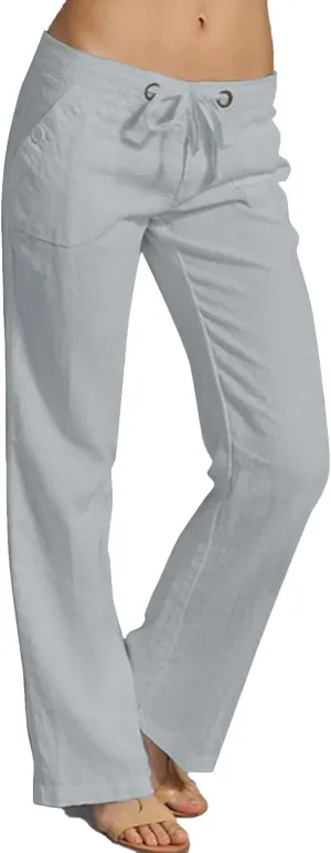 Womens Linen Pants Lounge Pant Floral Solid Palazzo Pants High Waist Wide Leg Trousers with Pockets Beach Outfits for Women