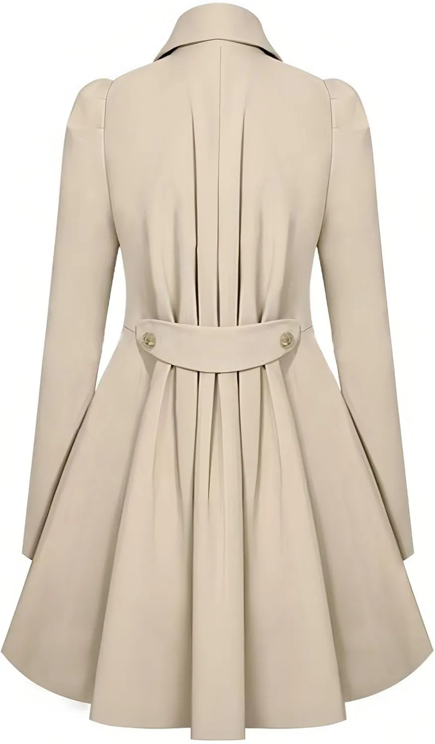 Women's Long Sleeve Coat Double Breasted Trenchcoat Winter Soft Fashion Cute Ruched Fitted Trench Coats