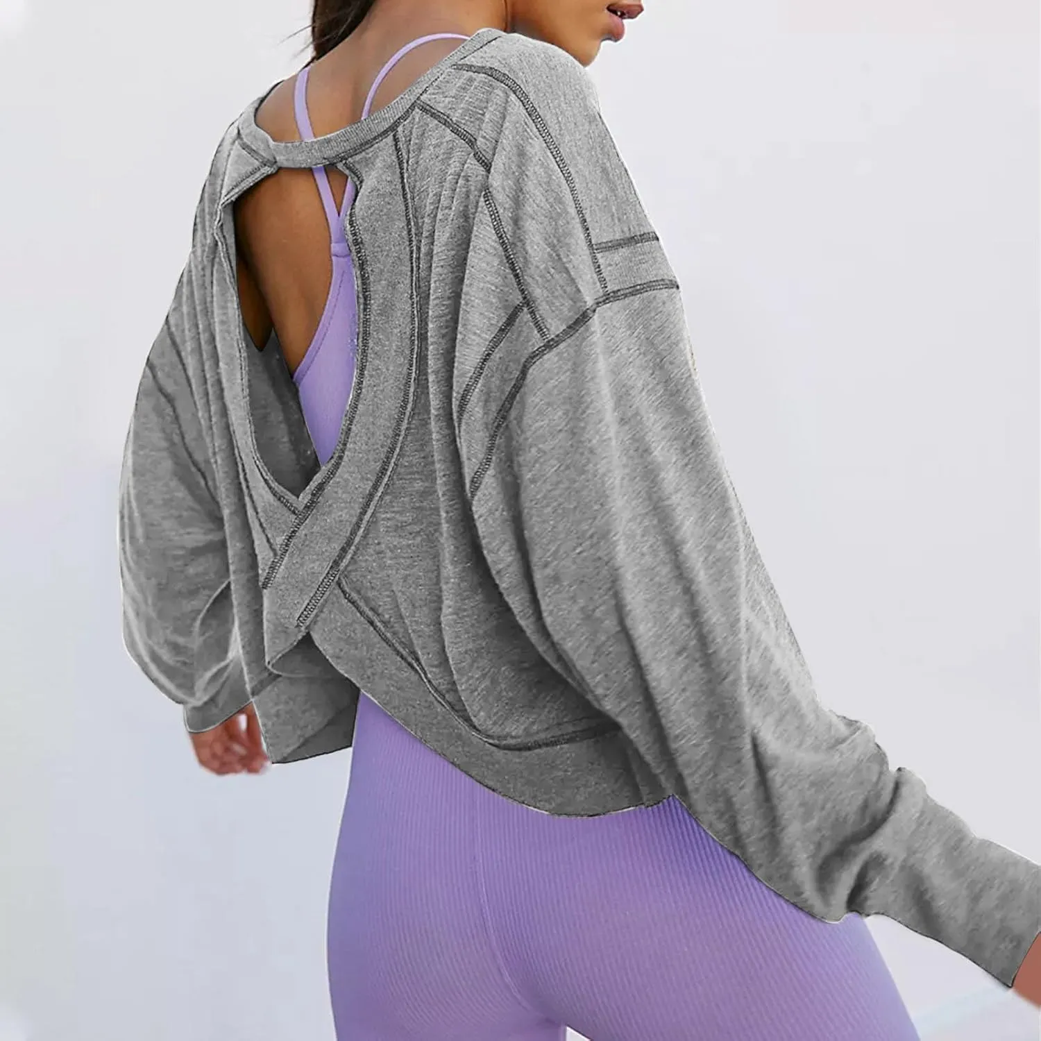 Womens Long Sleeve Tshirts Shirts Crewneck Sweatshirts Tops 2024 Fall Trendy Oversized Tunics Hollow Out Y2K Clothes