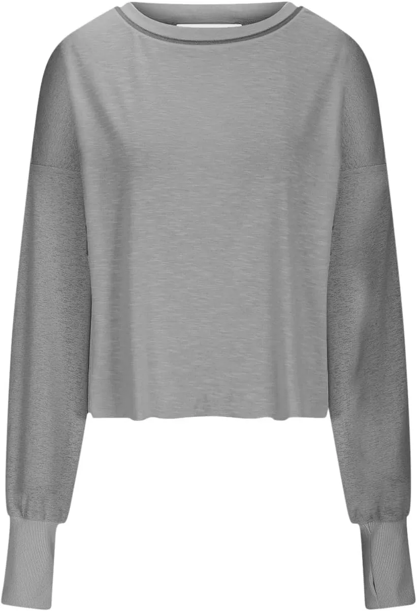 Womens Long Sleeve Tshirts Shirts Crewneck Sweatshirts Tops 2024 Fall Trendy Oversized Tunics Hollow Out Y2K Clothes
