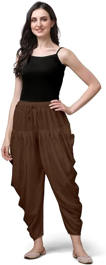 Women's Loose Fit Rayon Dhoti Pant for Women Patiala Slawar Bottom Wear Harem Pants, Waist Free Size (26 Inch to 38 Inch)