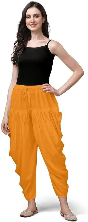 Women's Loose Fit Rayon Dhoti Pant for Women Patiala Slawar Bottom Wear Harem Pants, Waist Free Size (26 Inch to 38 Inch)