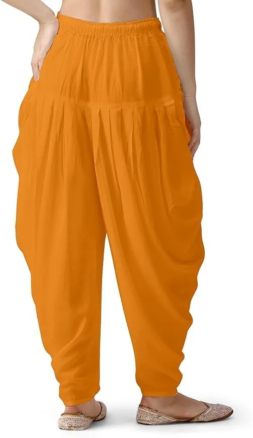 Women's Loose Fit Rayon Dhoti Pant for Women Patiala Slawar Bottom Wear Harem Pants, Waist Free Size (26 Inch to 38 Inch)