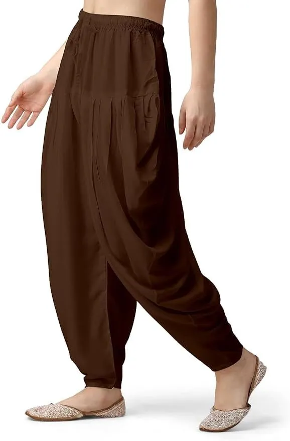 Women's Loose Fit Rayon Dhoti Pant for Women Patiala Slawar Bottom Wear Harem Pants, Waist Free Size (26 Inch to 38 Inch)