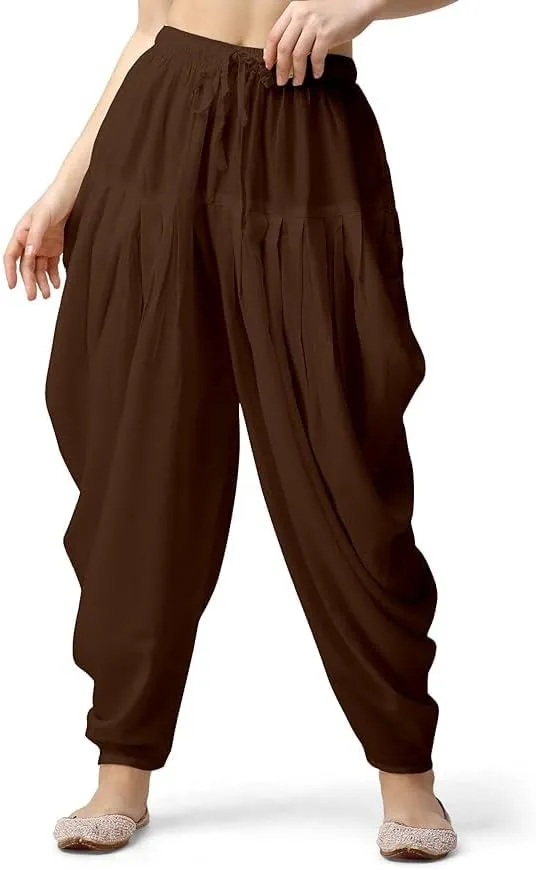 Women's Loose Fit Rayon Dhoti Pant for Women Patiala Slawar Bottom Wear Harem Pants, Waist Free Size (26 Inch to 38 Inch)