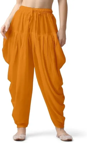 Women's Loose Fit Rayon Dhoti Pant for Women Patiala Slawar Bottom Wear Harem Pants, Waist Free Size (26 Inch to 38 Inch)