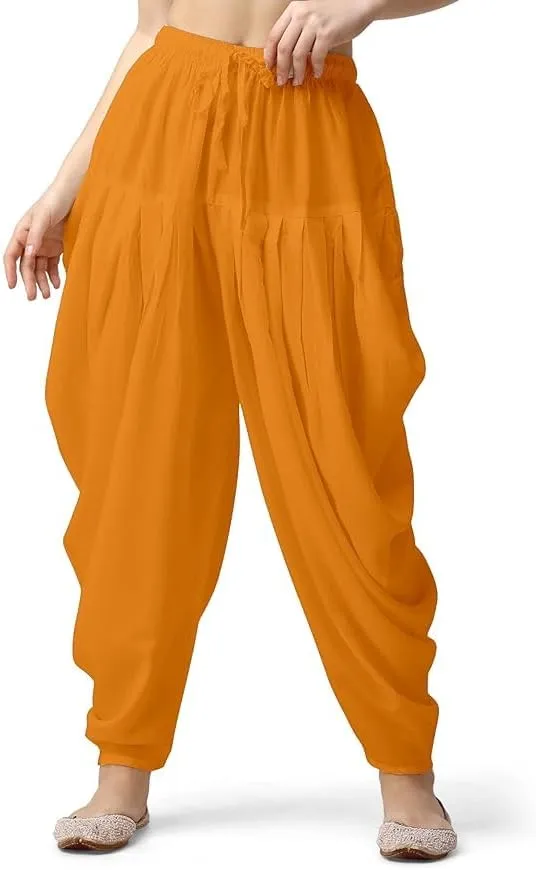 Women's Loose Fit Rayon Dhoti Pant for Women Patiala Slawar Bottom Wear Harem Pants, Waist Free Size (26 Inch to 38 Inch)
