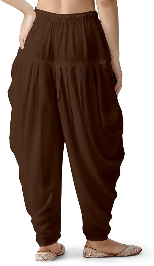 Women's Loose Fit Rayon Dhoti Pant for Women Patiala Slawar Bottom Wear Harem Pants, Waist Free Size (26 Inch to 38 Inch)