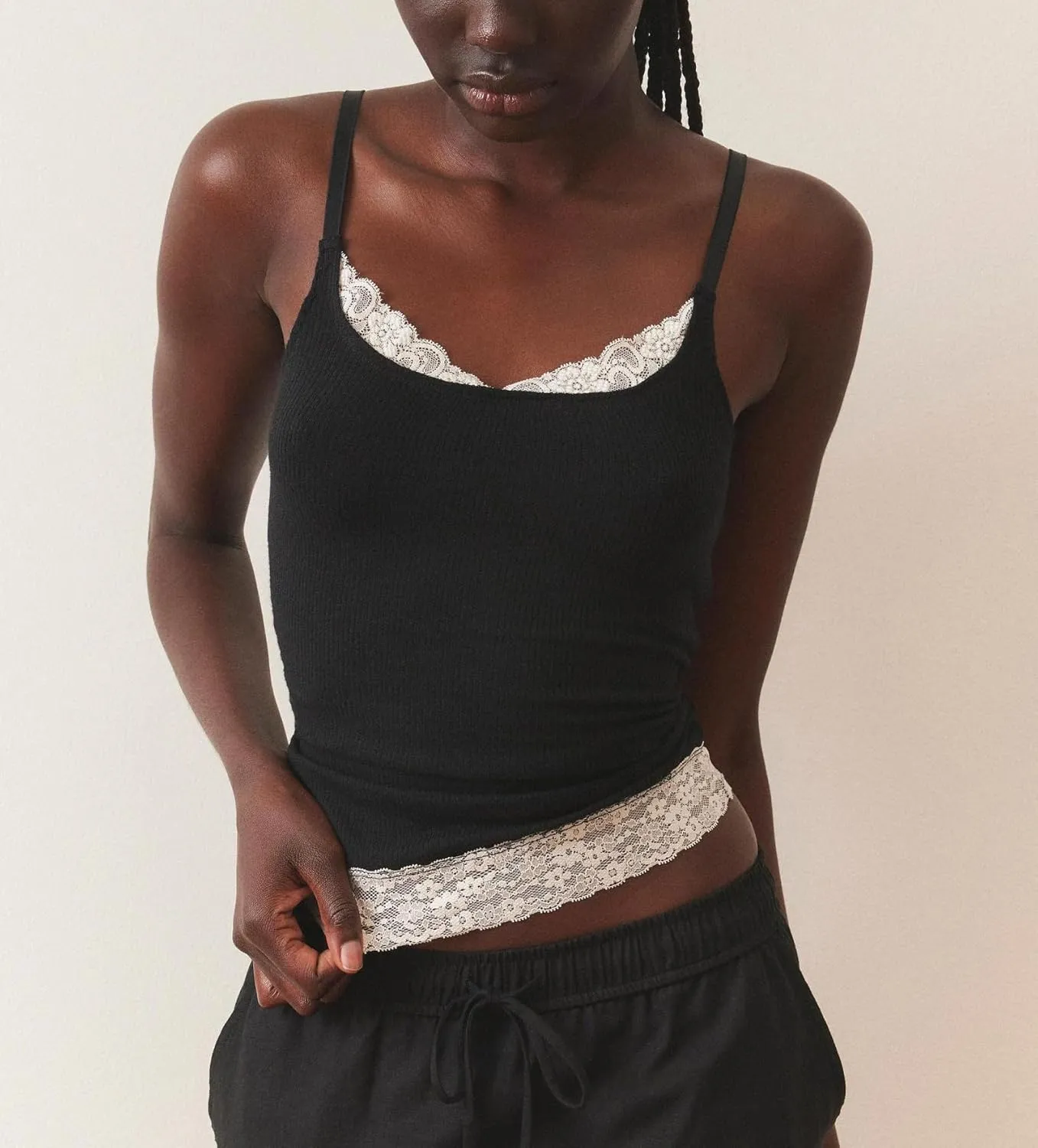 Womens Sexy Lace Trim Camisole Tank Tops Y2k Slim Fit Corset Going Out Street Wear Ruffle Spaghetti Strap Cami Top