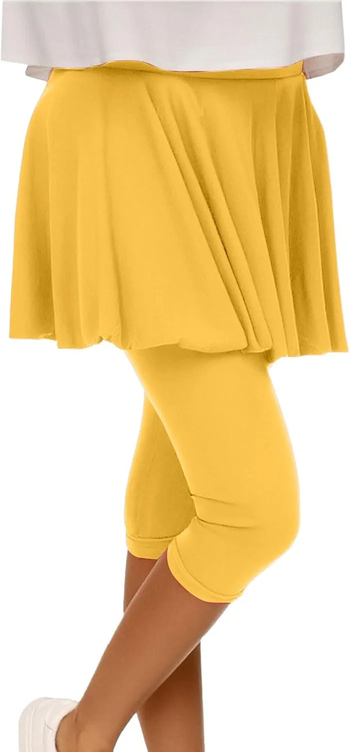 Womens Skirted Leggings 2025 Tummy Control High Waist Tennis Golf Skorts Capris Gym Tennis Yoga Legging with Skirts