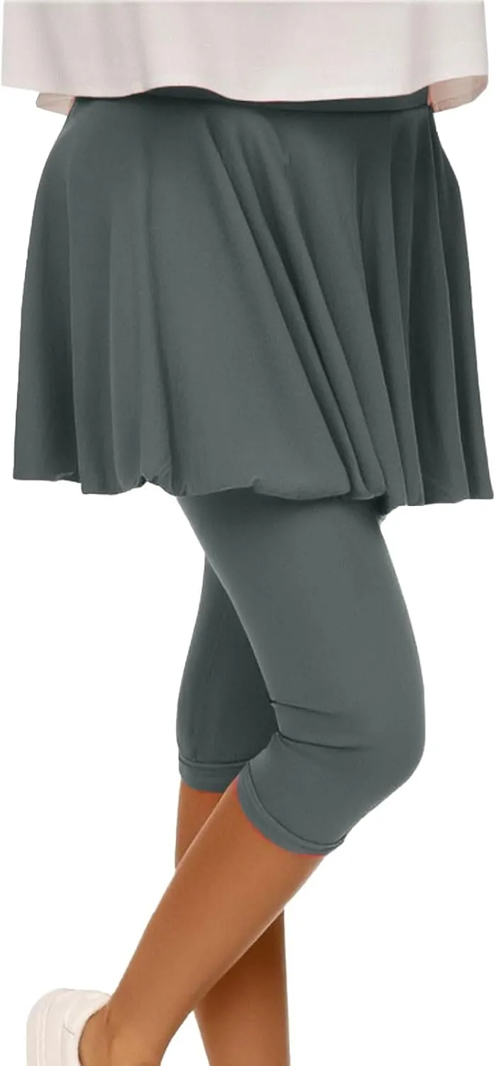 Womens Skirted Leggings 2025 Tummy Control High Waist Tennis Golf Skorts Capris Gym Tennis Yoga Legging with Skirts