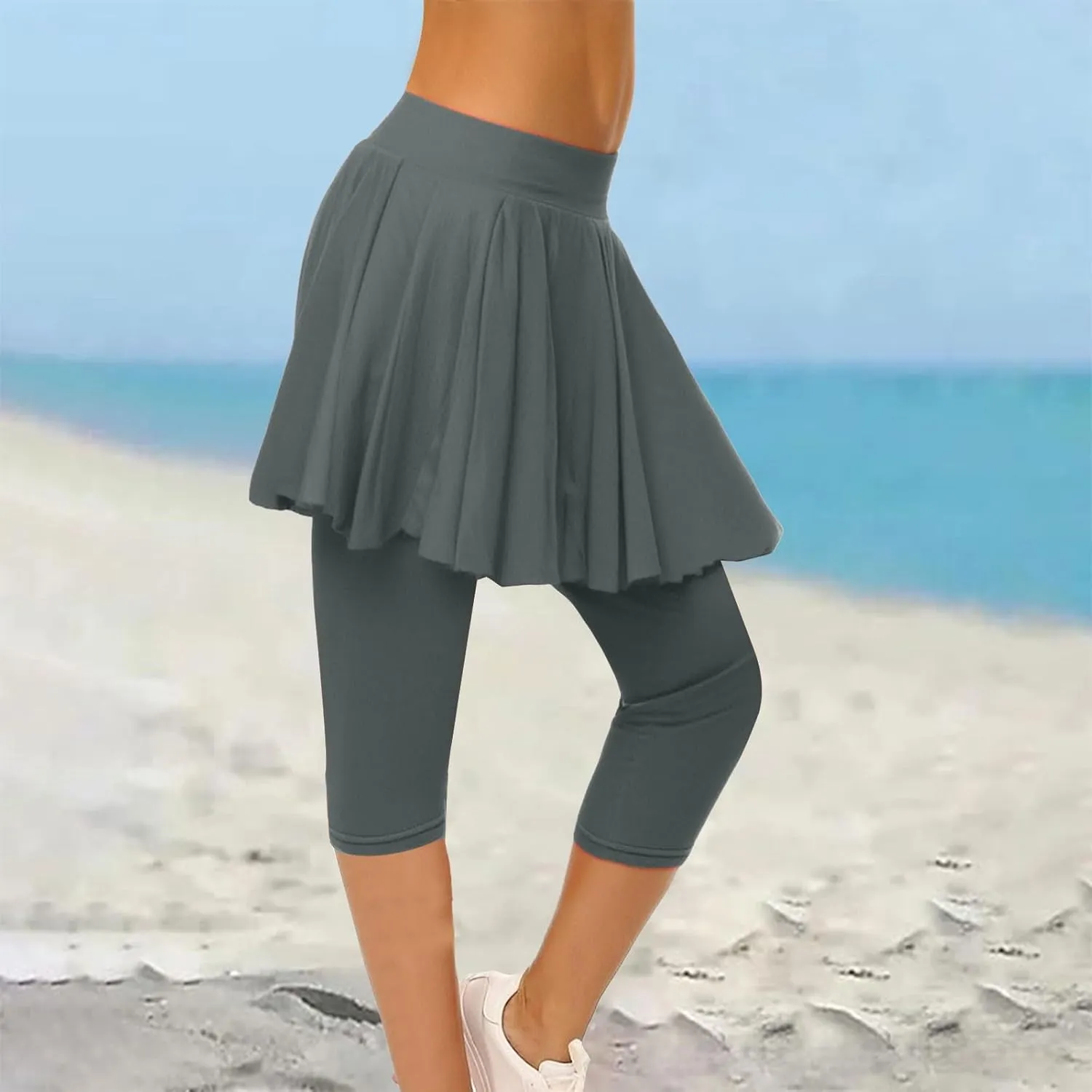 Womens Skirted Leggings 2025 Tummy Control High Waist Tennis Golf Skorts Capris Gym Tennis Yoga Legging with Skirts