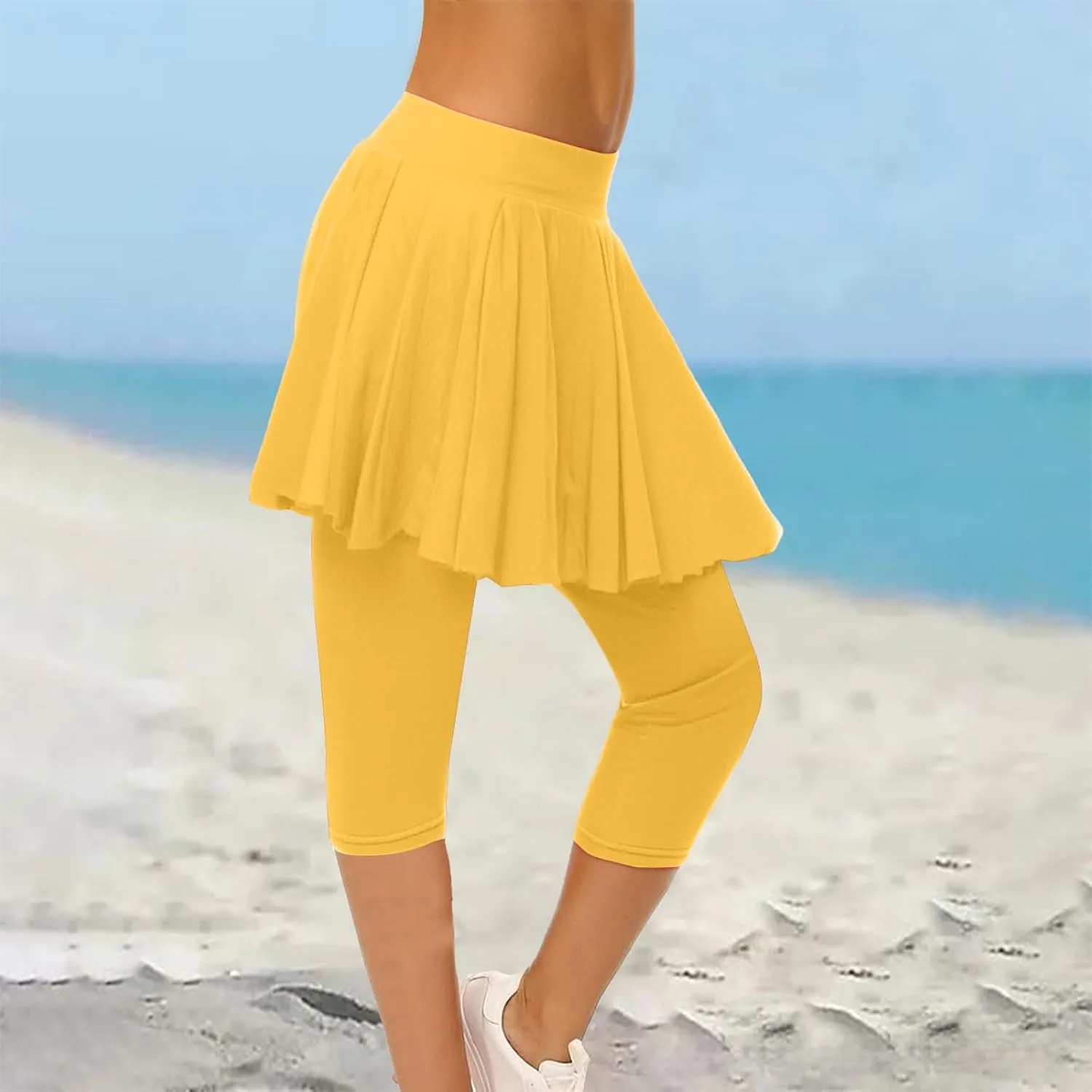 Womens Skirted Leggings 2025 Tummy Control High Waist Tennis Golf Skorts Capris Gym Tennis Yoga Legging with Skirts