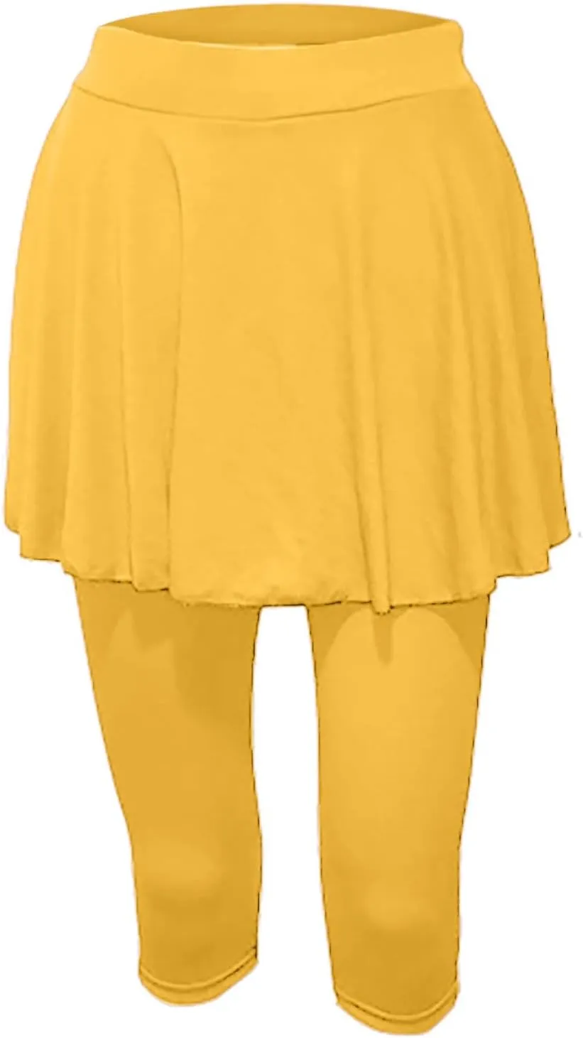 Womens Skirted Leggings 2025 Tummy Control High Waist Tennis Golf Skorts Capris Gym Tennis Yoga Legging with Skirts