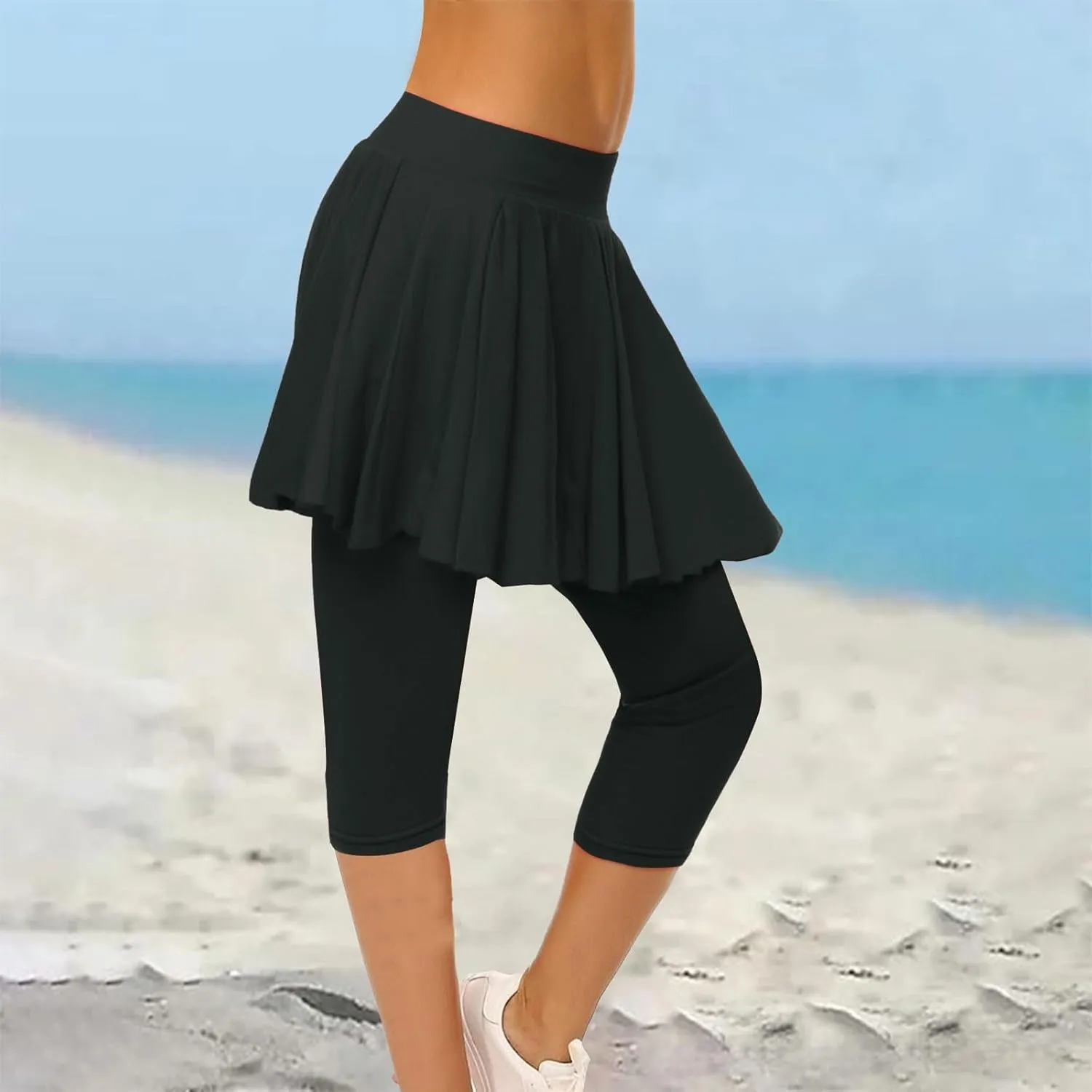 Womens Skirted Leggings 2025 Tummy Control High Waist Tennis Golf Skorts Capris Gym Tennis Yoga Legging with Skirts