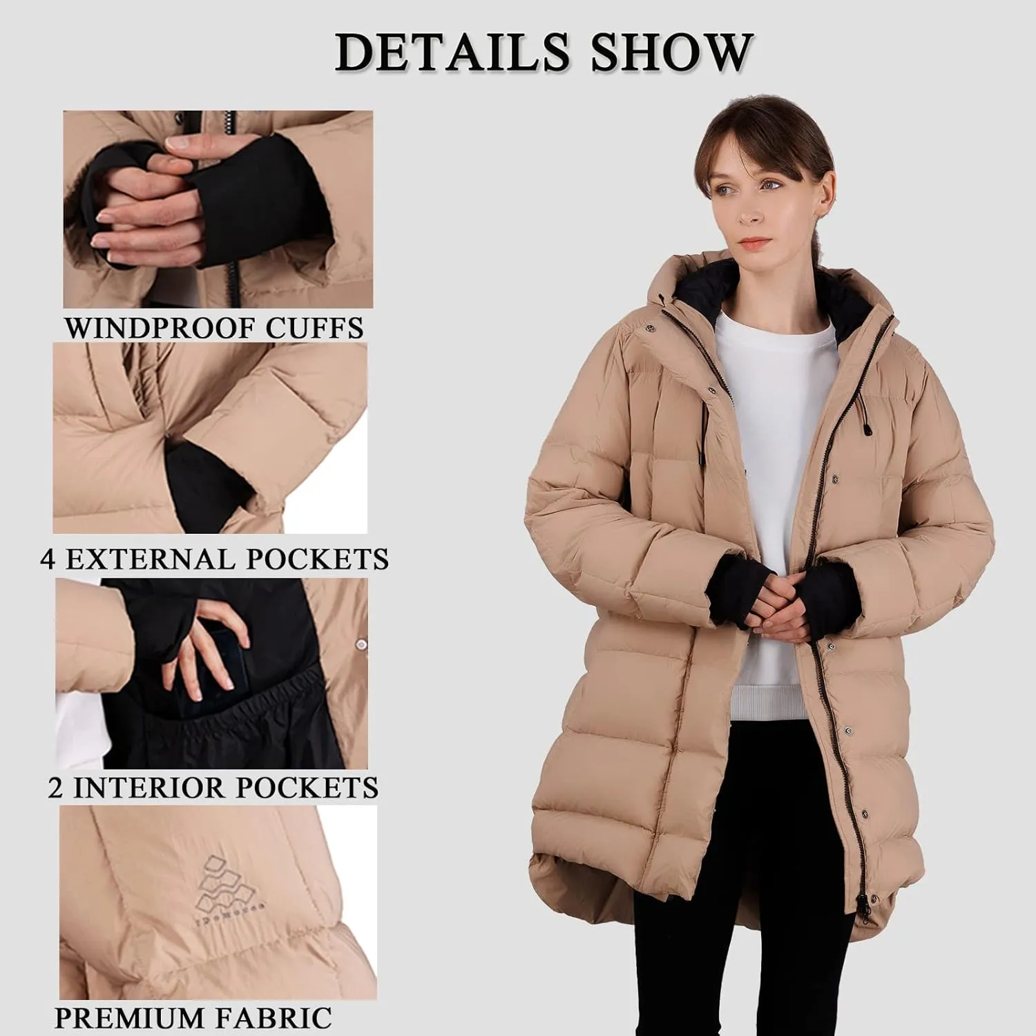Women's Thickened Down Jacket - Winter Hooded Short Puffy Packable Jacket, Warm Puffer Down Coat for Christmas Gift