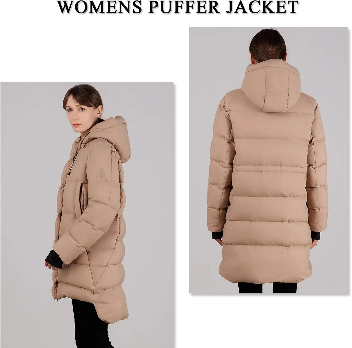 Women's Thickened Down Jacket - Winter Hooded Short Puffy Packable Jacket, Warm Puffer Down Coat for Christmas Gift