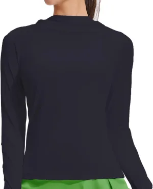 Women'S Yoga Tops, Seamless High Neck Long Sleeve, Nylon-Spandex Undershirt, Breathable Fit For 5'11''-6'0.8'' Height, 165-187 Lbs, Black