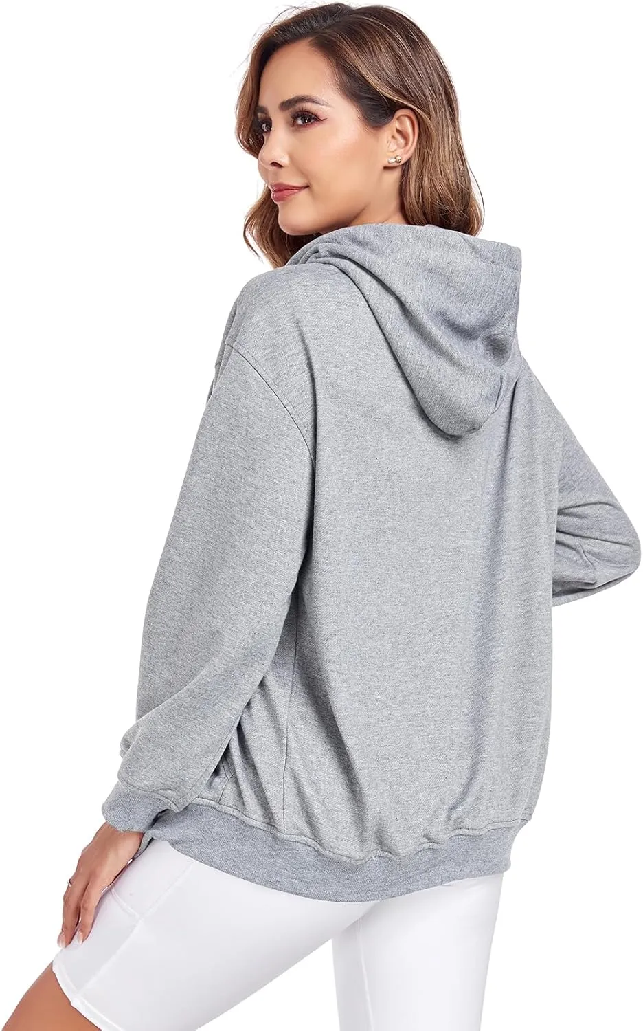 Womens Zip Up Hoodies Casual Long Sleeve Oversized Sweatshirts Y2K Fall Fashion Jackets with Pockets