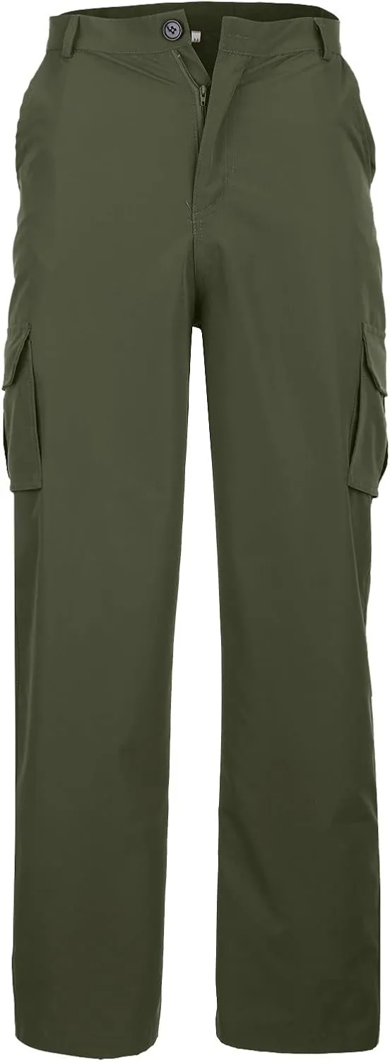 Ymosrh Mens Large Tall Pants Men's Slim Fashion Solid Color Casual Pants Multi Pocket Straight Cargo Pants Stretch