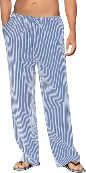 Ymosrh Men's Pants Casual Pants Striped Drawstring Loose Fit Pants Lounge, M-2XL