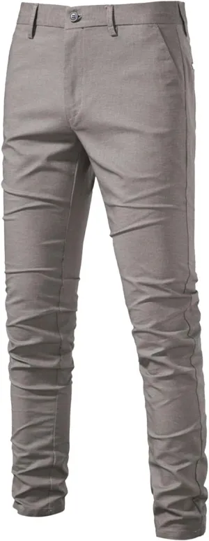 Ymosrh Men's Pants Chinos Slim Fit Stretch Flat-Front Skinny Dress Pants, 30-38