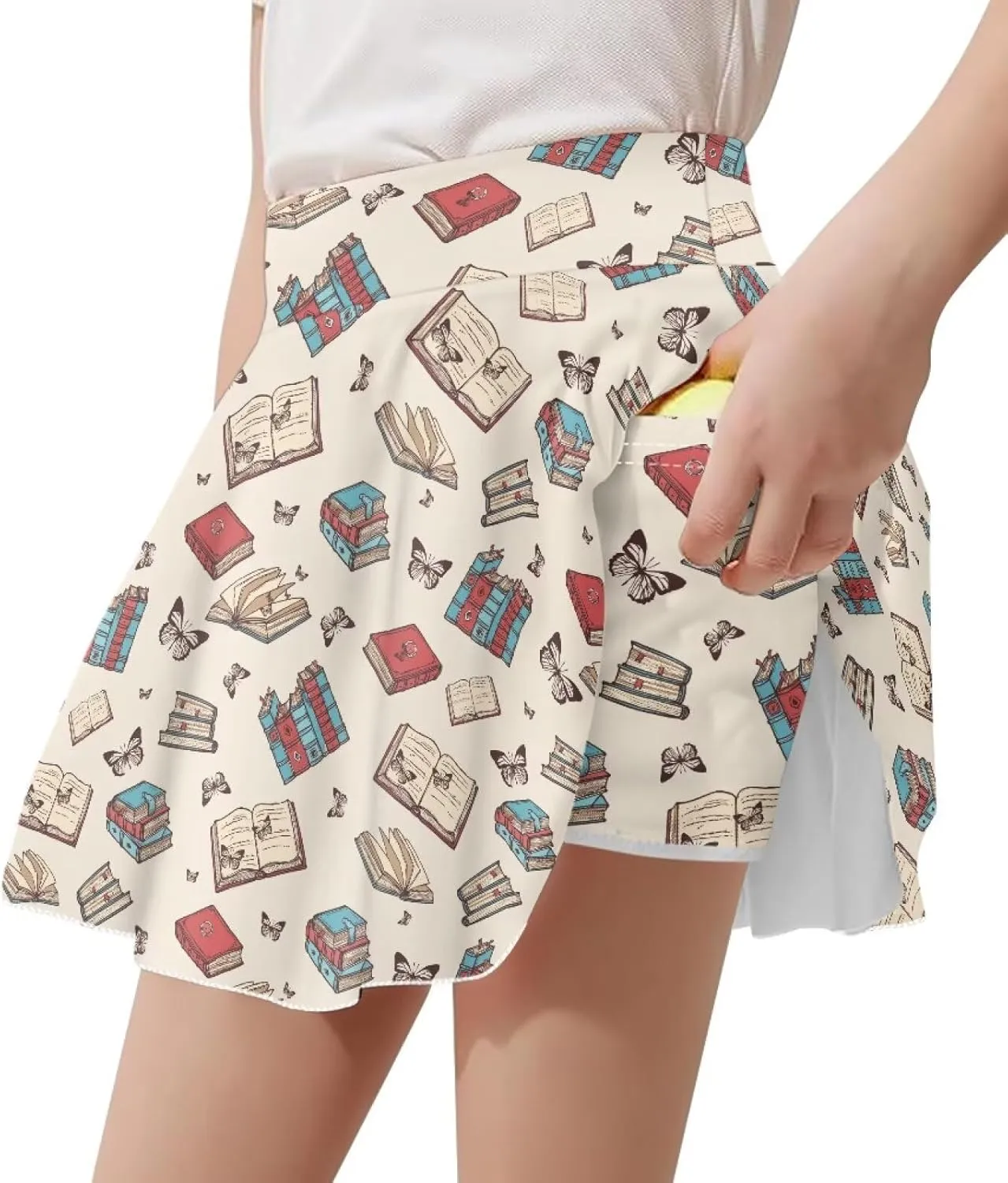 ZFRXIGN Gym Workout Skorts for Girls 5-14 High Waist Running Skirt Inner Shorts with Pocket Activewear