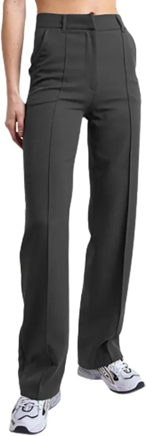ZYXTIM Women's High Waist Straight Pants Flat Front Smart Work Trousers Zipper Fly Business Casual Trouser Petite-Plus Size